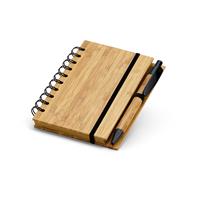 Caderno A6 em bambu com folhas pautadas recicladas - 93486
