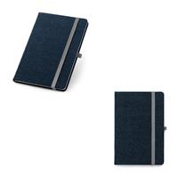 Caderno A5 em tecido tipo jeans com folhas pautadas - 93594