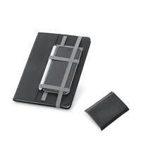 Caderno A5 Personalizado Capa Sintética com Elásticos Porta Celular e Cartões Brinde Corporativo Premium